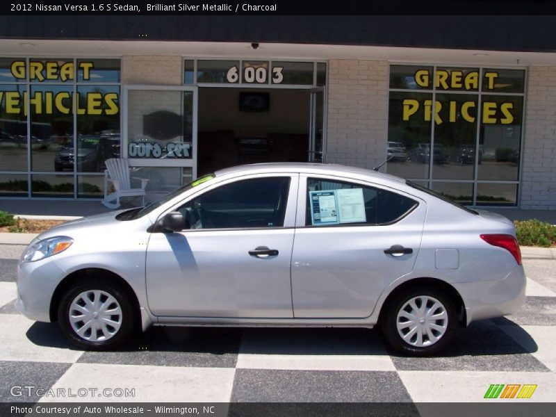 Brilliant Silver Metallic / Charcoal 2012 Nissan Versa 1.6 S Sedan