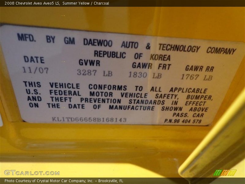 Summer Yellow / Charcoal 2008 Chevrolet Aveo Aveo5 LS
