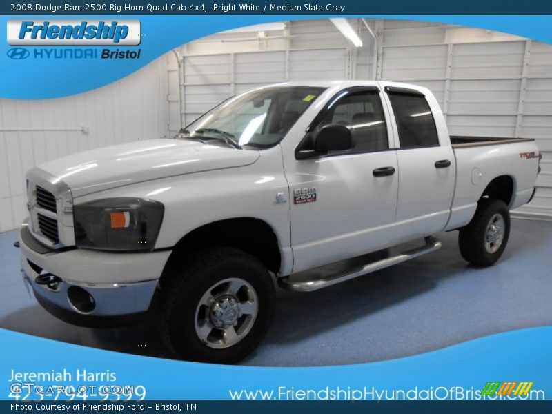 Bright White / Medium Slate Gray 2008 Dodge Ram 2500 Big Horn Quad Cab 4x4