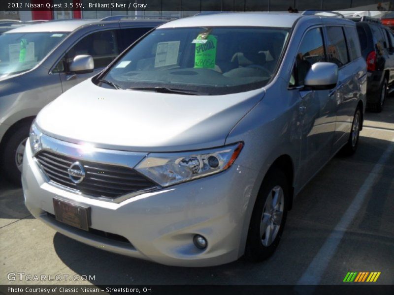 Brilliant Silver / Gray 2012 Nissan Quest 3.5 SV
