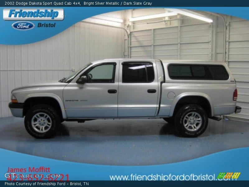 Bright Silver Metallic / Dark Slate Gray 2002 Dodge Dakota Sport Quad Cab 4x4