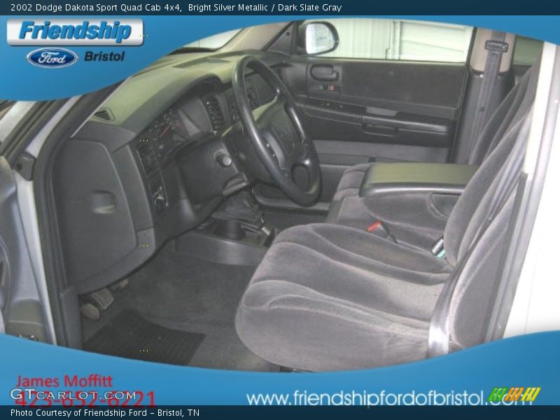Bright Silver Metallic / Dark Slate Gray 2002 Dodge Dakota Sport Quad Cab 4x4