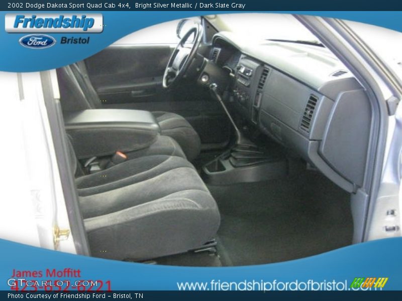 Bright Silver Metallic / Dark Slate Gray 2002 Dodge Dakota Sport Quad Cab 4x4