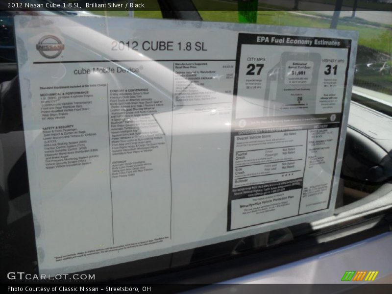 Brilliant Silver / Black 2012 Nissan Cube 1.8 SL