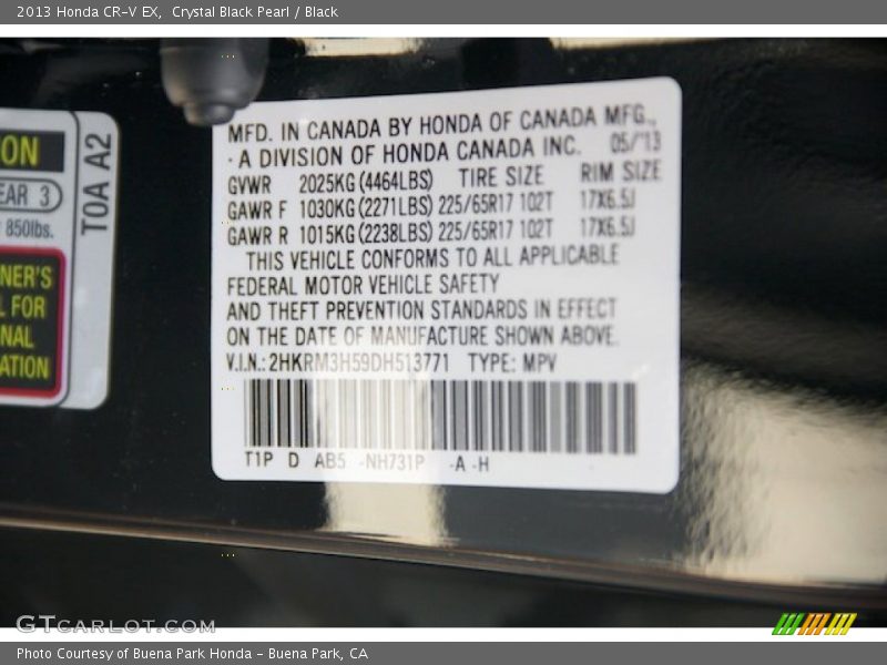 Crystal Black Pearl / Black 2013 Honda CR-V EX