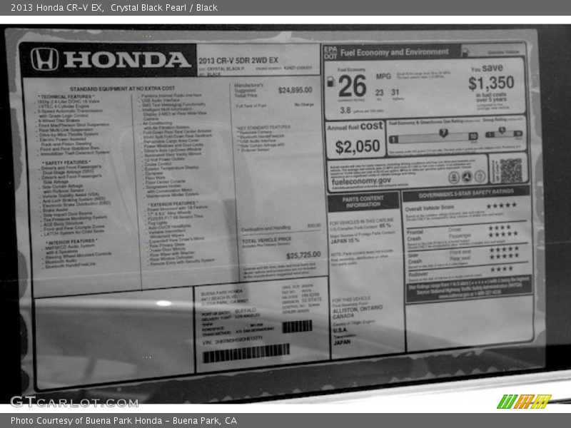 Crystal Black Pearl / Black 2013 Honda CR-V EX