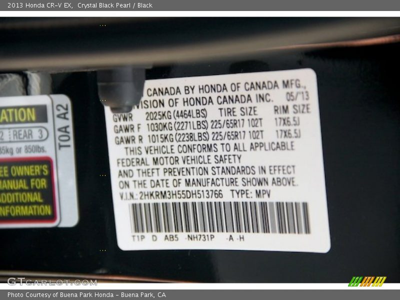 Crystal Black Pearl / Black 2013 Honda CR-V EX