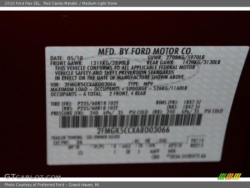 Red Candy Metallic / Medium Light Stone 2010 Ford Flex SEL