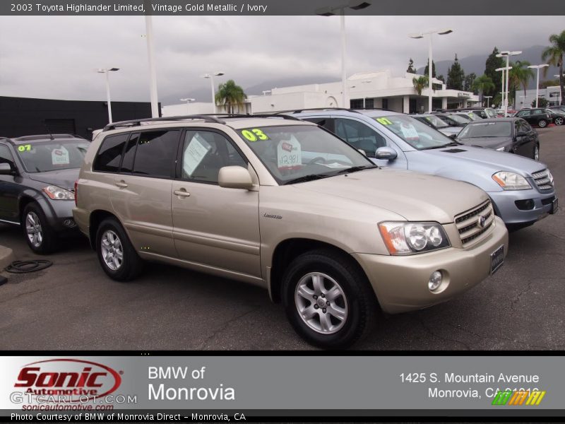 Vintage Gold Metallic / Ivory 2003 Toyota Highlander Limited