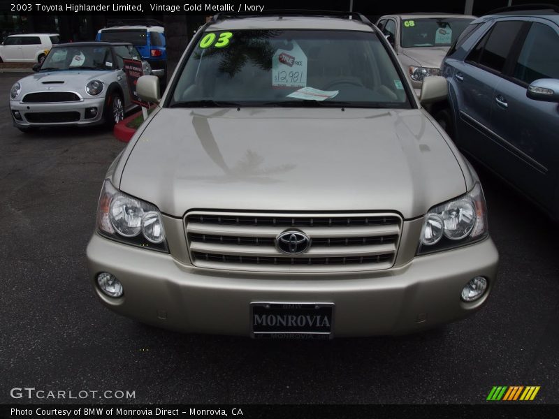 Vintage Gold Metallic / Ivory 2003 Toyota Highlander Limited