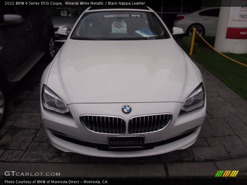 Mineral White Metallic / Black Nappa Leather 2012 BMW 6 Series 650i Coupe