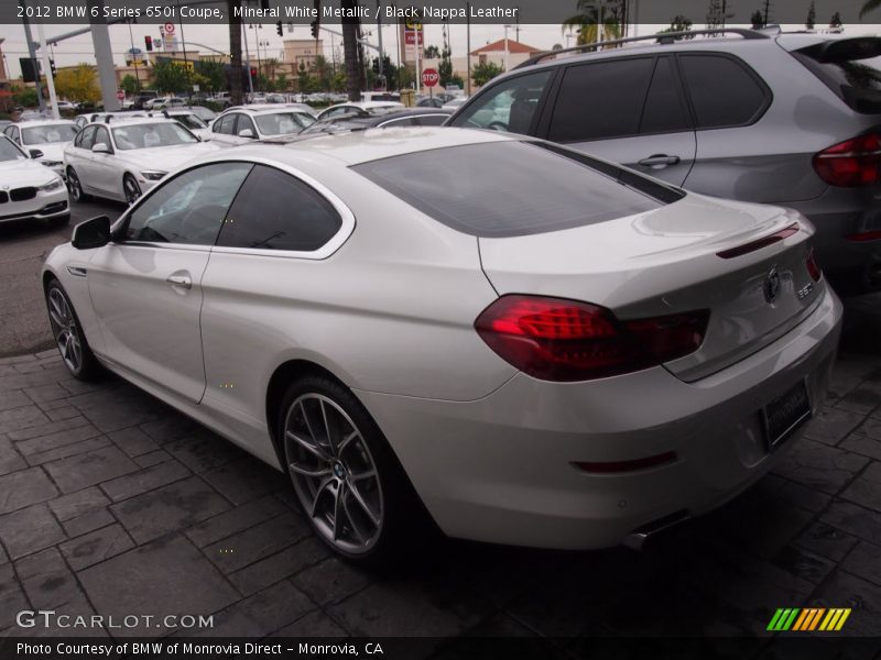 Mineral White Metallic / Black Nappa Leather 2012 BMW 6 Series 650i Coupe