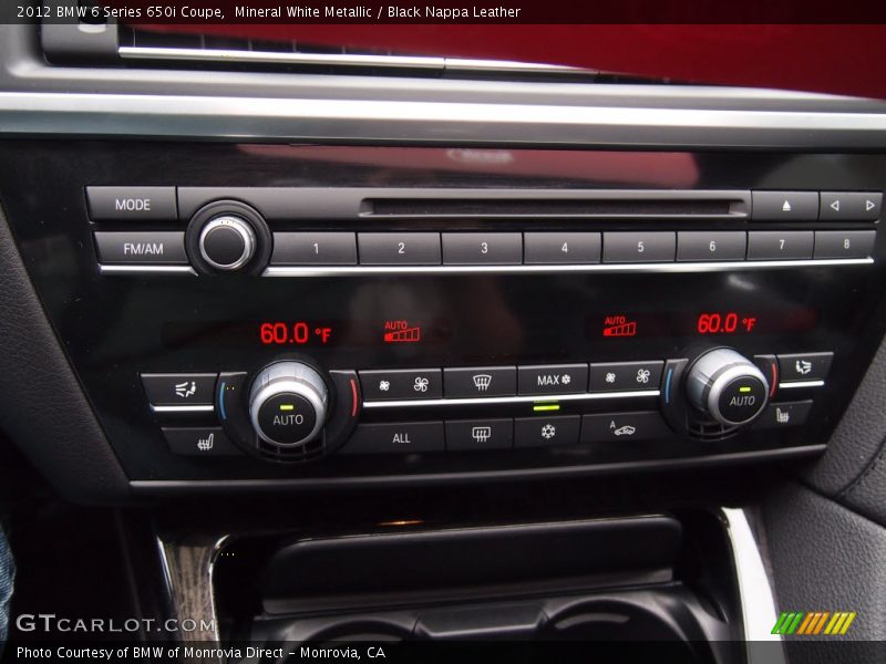 Mineral White Metallic / Black Nappa Leather 2012 BMW 6 Series 650i Coupe