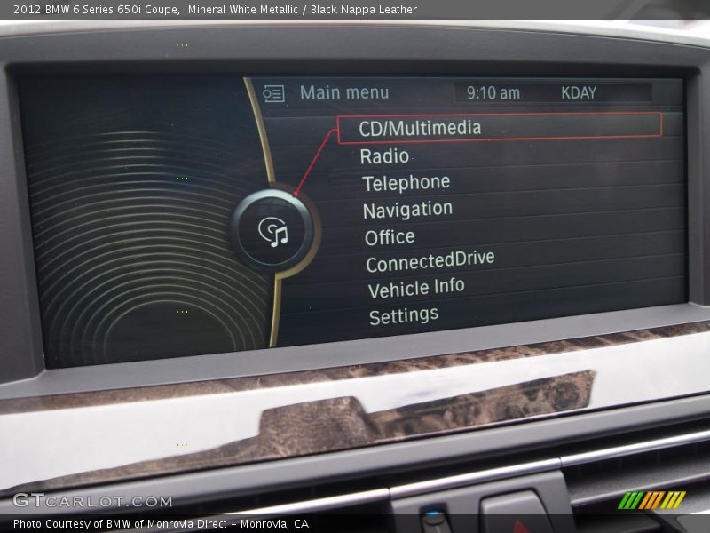 Mineral White Metallic / Black Nappa Leather 2012 BMW 6 Series 650i Coupe