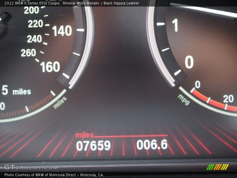 Mineral White Metallic / Black Nappa Leather 2012 BMW 6 Series 650i Coupe