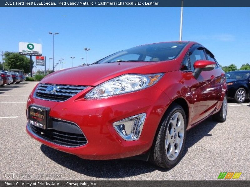 Red Candy Metallic / Cashmere/Charcoal Black Leather 2011 Ford Fiesta SEL Sedan