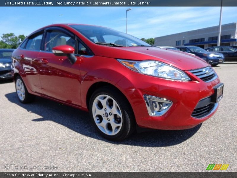 Red Candy Metallic / Cashmere/Charcoal Black Leather 2011 Ford Fiesta SEL Sedan