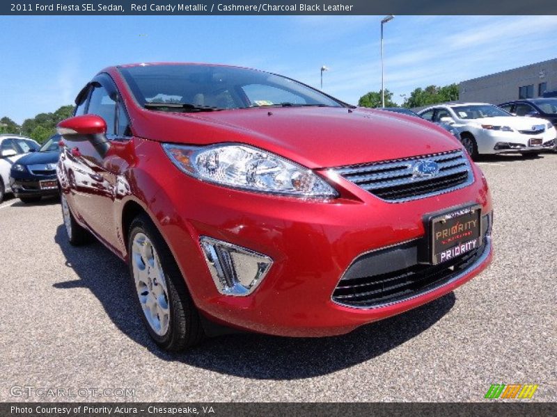 Red Candy Metallic / Cashmere/Charcoal Black Leather 2011 Ford Fiesta SEL Sedan