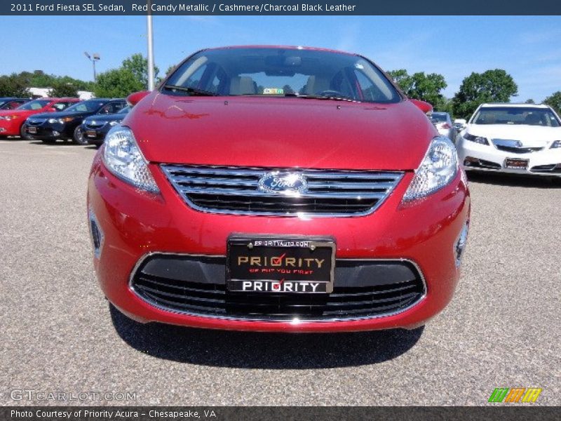 Red Candy Metallic / Cashmere/Charcoal Black Leather 2011 Ford Fiesta SEL Sedan