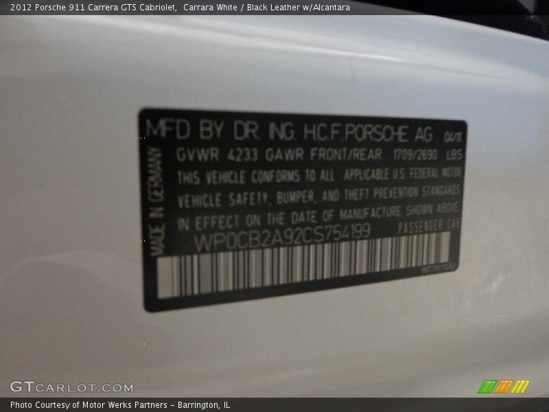 Carrara White / Black Leather w/Alcantara 2012 Porsche 911 Carrera GTS Cabriolet