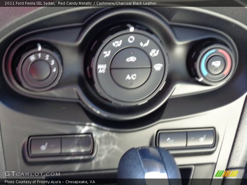 Red Candy Metallic / Cashmere/Charcoal Black Leather 2011 Ford Fiesta SEL Sedan