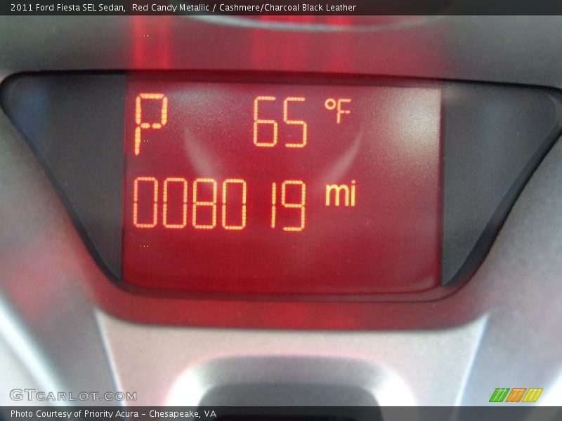 Red Candy Metallic / Cashmere/Charcoal Black Leather 2011 Ford Fiesta SEL Sedan