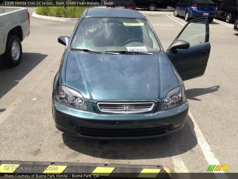 Dark Green Pearl Metallic / Beige 1998 Honda Civic LX Sedan