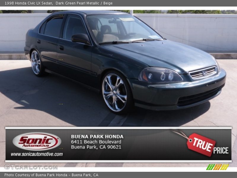 Dark Green Pearl Metallic / Beige 1998 Honda Civic LX Sedan