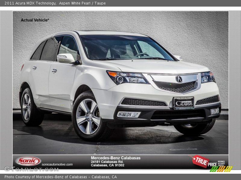 Aspen White Pearl / Taupe 2011 Acura MDX Technology