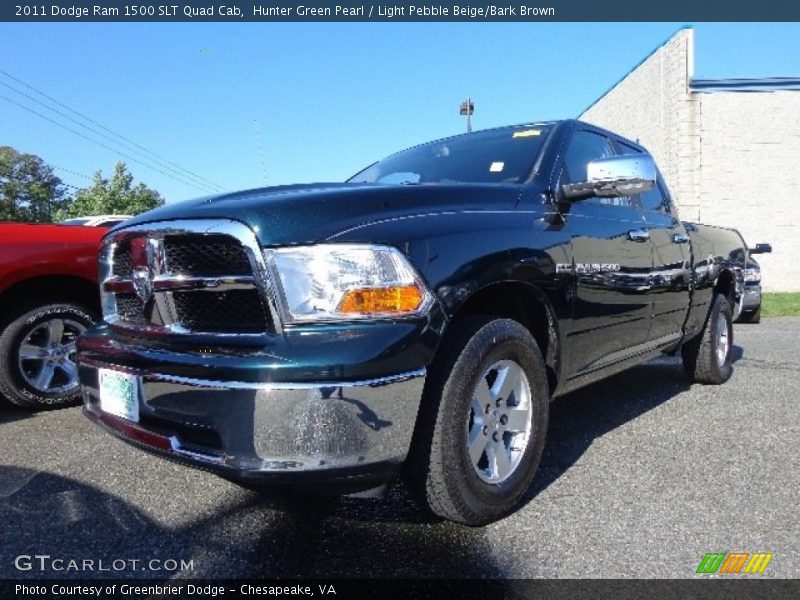Hunter Green Pearl / Light Pebble Beige/Bark Brown 2011 Dodge Ram 1500 SLT Quad Cab