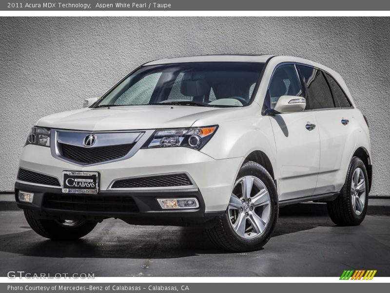 Aspen White Pearl / Taupe 2011 Acura MDX Technology