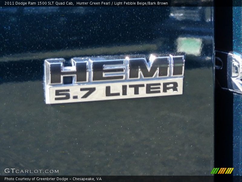 Hunter Green Pearl / Light Pebble Beige/Bark Brown 2011 Dodge Ram 1500 SLT Quad Cab
