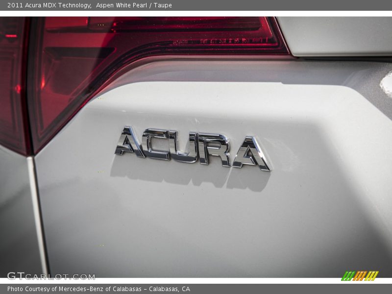 Aspen White Pearl / Taupe 2011 Acura MDX Technology