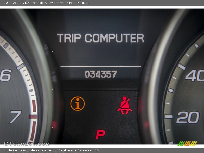 Aspen White Pearl / Taupe 2011 Acura MDX Technology