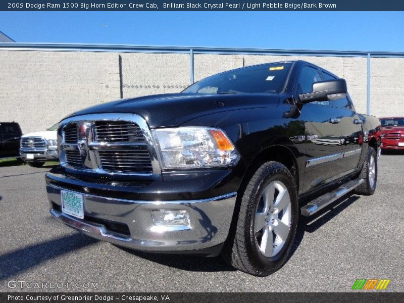 Brilliant Black Crystal Pearl / Light Pebble Beige/Bark Brown 2009 Dodge Ram 1500 Big Horn Edition Crew Cab