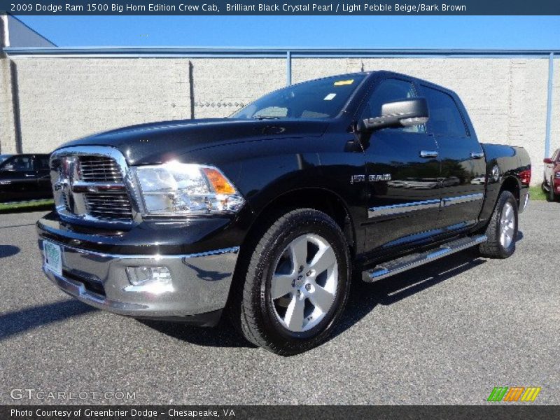 Brilliant Black Crystal Pearl / Light Pebble Beige/Bark Brown 2009 Dodge Ram 1500 Big Horn Edition Crew Cab