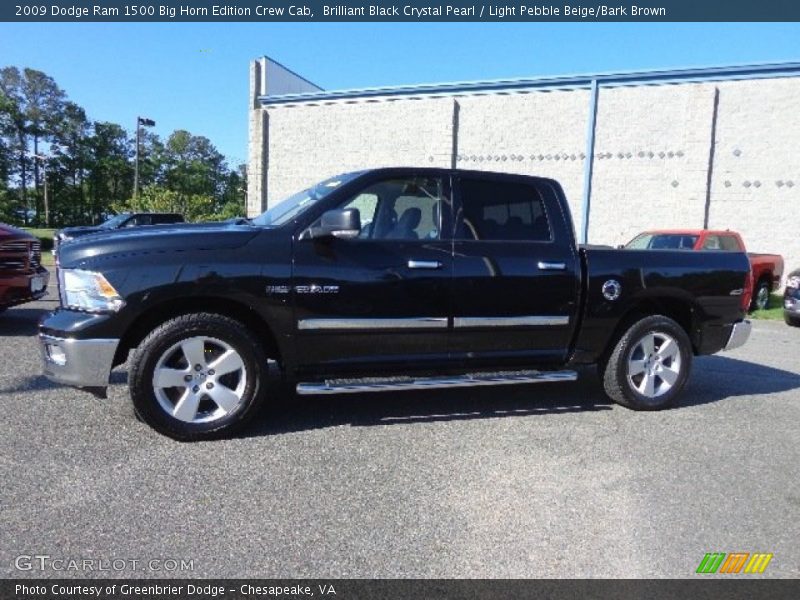 Brilliant Black Crystal Pearl / Light Pebble Beige/Bark Brown 2009 Dodge Ram 1500 Big Horn Edition Crew Cab