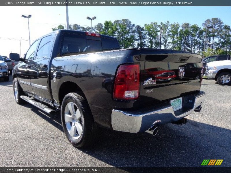 Brilliant Black Crystal Pearl / Light Pebble Beige/Bark Brown 2009 Dodge Ram 1500 Big Horn Edition Crew Cab