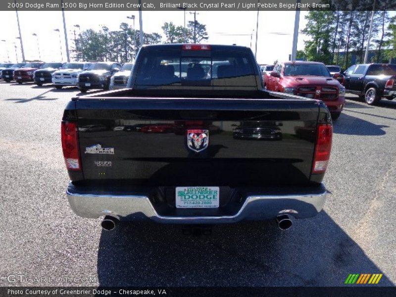 Brilliant Black Crystal Pearl / Light Pebble Beige/Bark Brown 2009 Dodge Ram 1500 Big Horn Edition Crew Cab