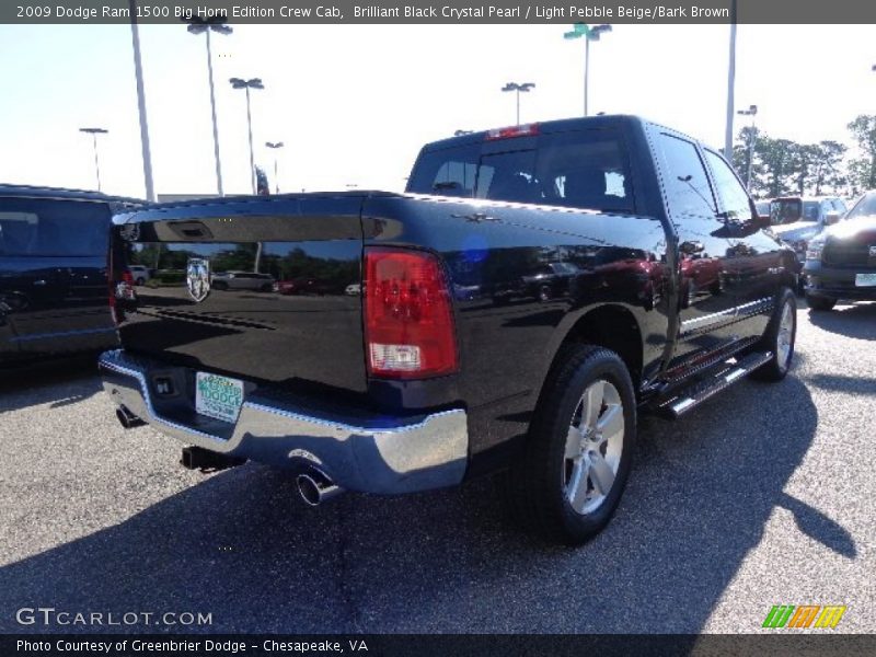 Brilliant Black Crystal Pearl / Light Pebble Beige/Bark Brown 2009 Dodge Ram 1500 Big Horn Edition Crew Cab