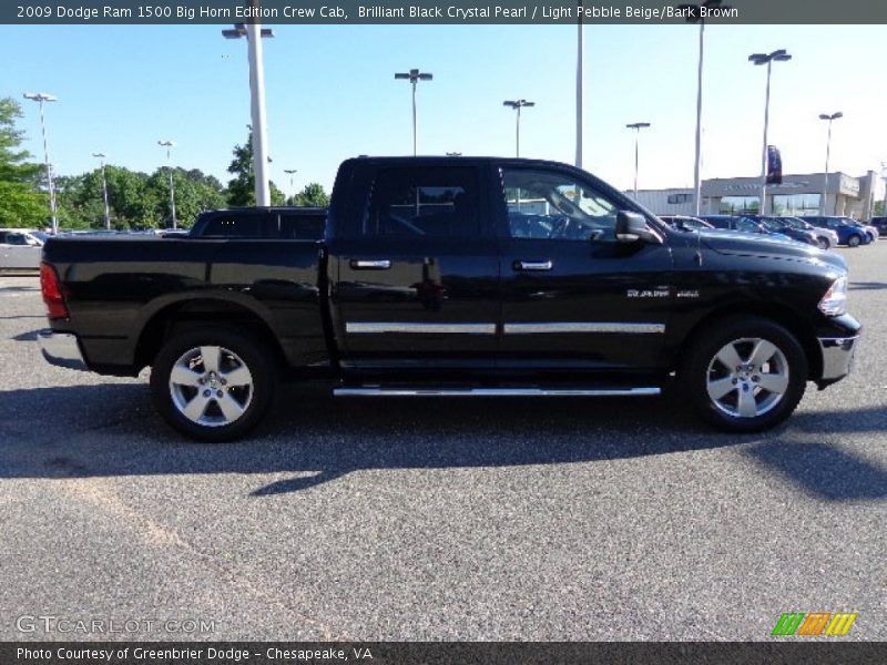 Brilliant Black Crystal Pearl / Light Pebble Beige/Bark Brown 2009 Dodge Ram 1500 Big Horn Edition Crew Cab