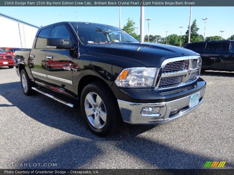Brilliant Black Crystal Pearl / Light Pebble Beige/Bark Brown 2009 Dodge Ram 1500 Big Horn Edition Crew Cab