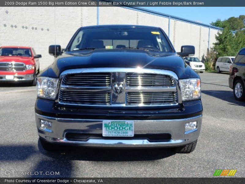 Brilliant Black Crystal Pearl / Light Pebble Beige/Bark Brown 2009 Dodge Ram 1500 Big Horn Edition Crew Cab