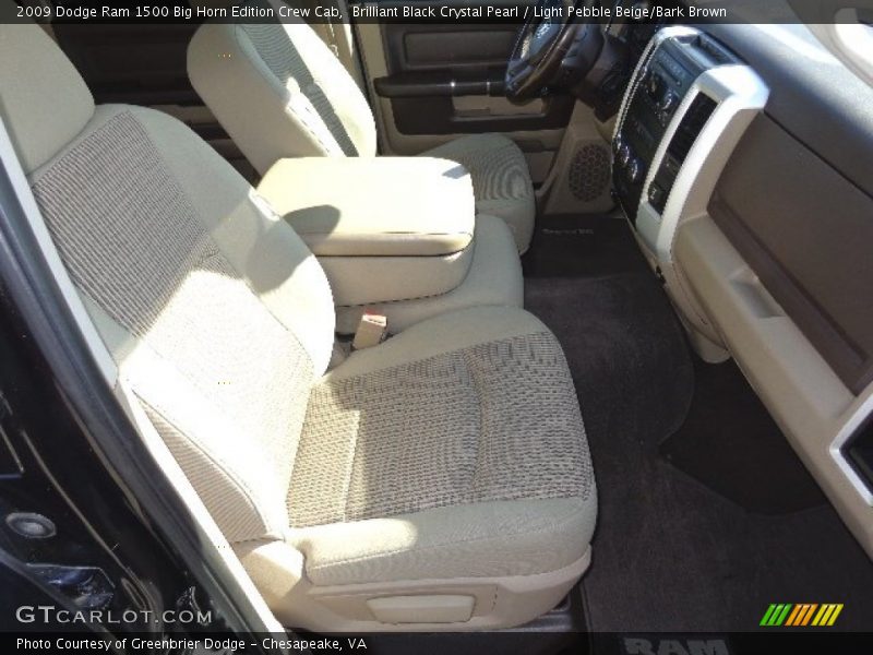 Brilliant Black Crystal Pearl / Light Pebble Beige/Bark Brown 2009 Dodge Ram 1500 Big Horn Edition Crew Cab