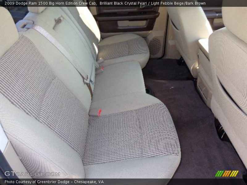 Brilliant Black Crystal Pearl / Light Pebble Beige/Bark Brown 2009 Dodge Ram 1500 Big Horn Edition Crew Cab