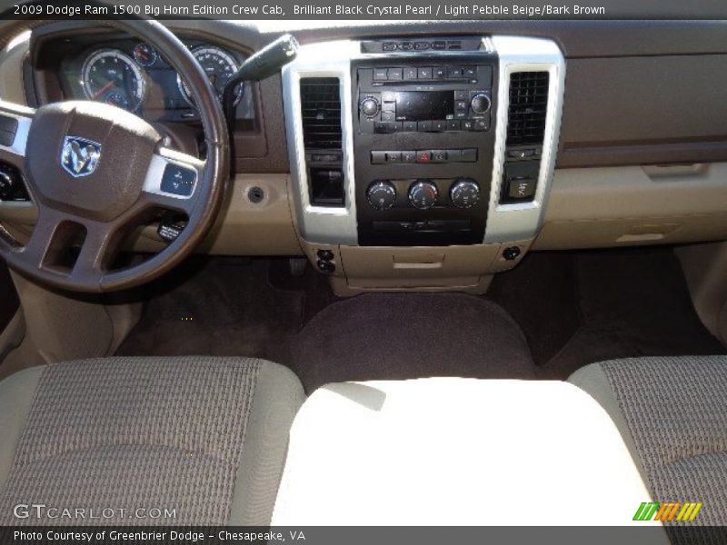 Brilliant Black Crystal Pearl / Light Pebble Beige/Bark Brown 2009 Dodge Ram 1500 Big Horn Edition Crew Cab