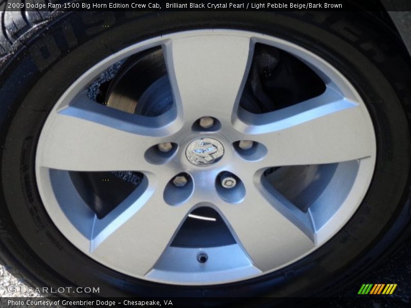 Brilliant Black Crystal Pearl / Light Pebble Beige/Bark Brown 2009 Dodge Ram 1500 Big Horn Edition Crew Cab