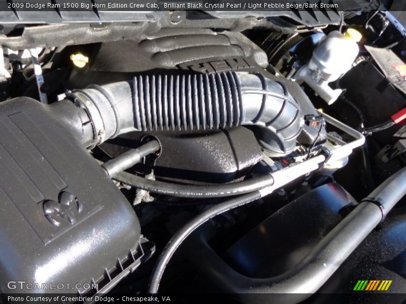 Brilliant Black Crystal Pearl / Light Pebble Beige/Bark Brown 2009 Dodge Ram 1500 Big Horn Edition Crew Cab