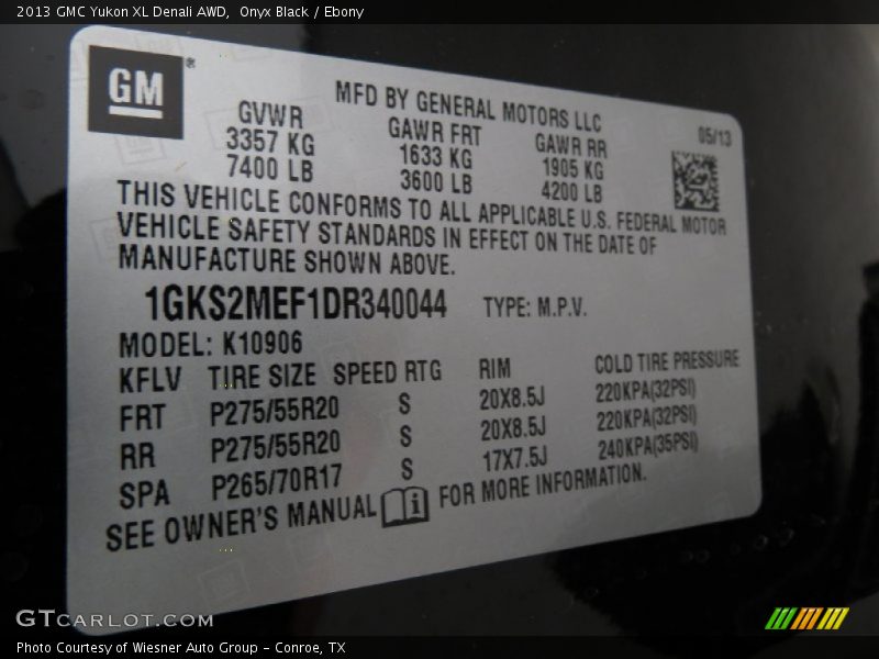 Onyx Black / Ebony 2013 GMC Yukon XL Denali AWD