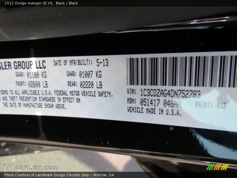 Black / Black 2013 Dodge Avenger SE V6
